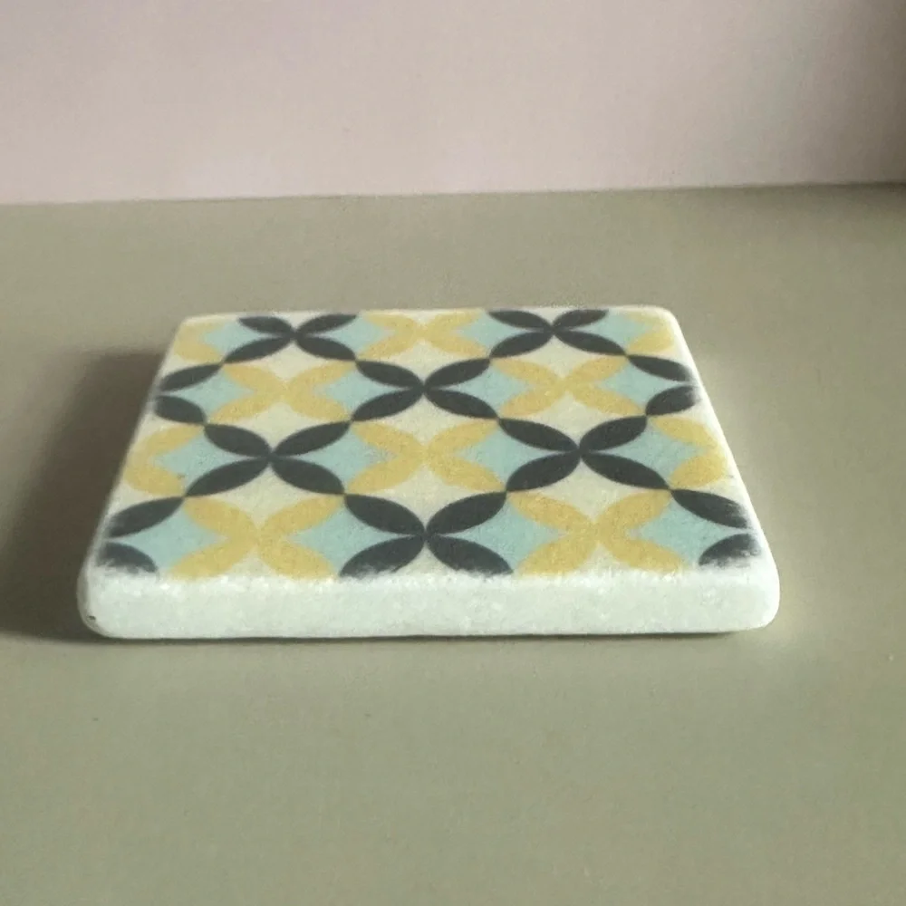 Greek Marble Coaster with Geographic Design